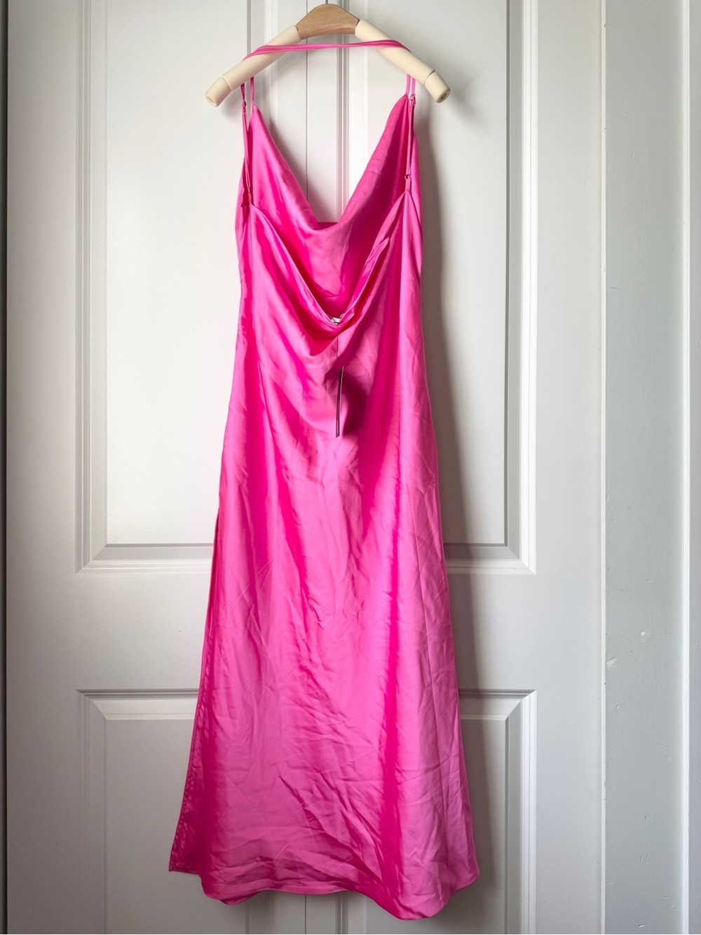 Fashion Nova Sleek N’ Shine Satin Midi Dress NWT Pink Size L - Picture 9 of 12